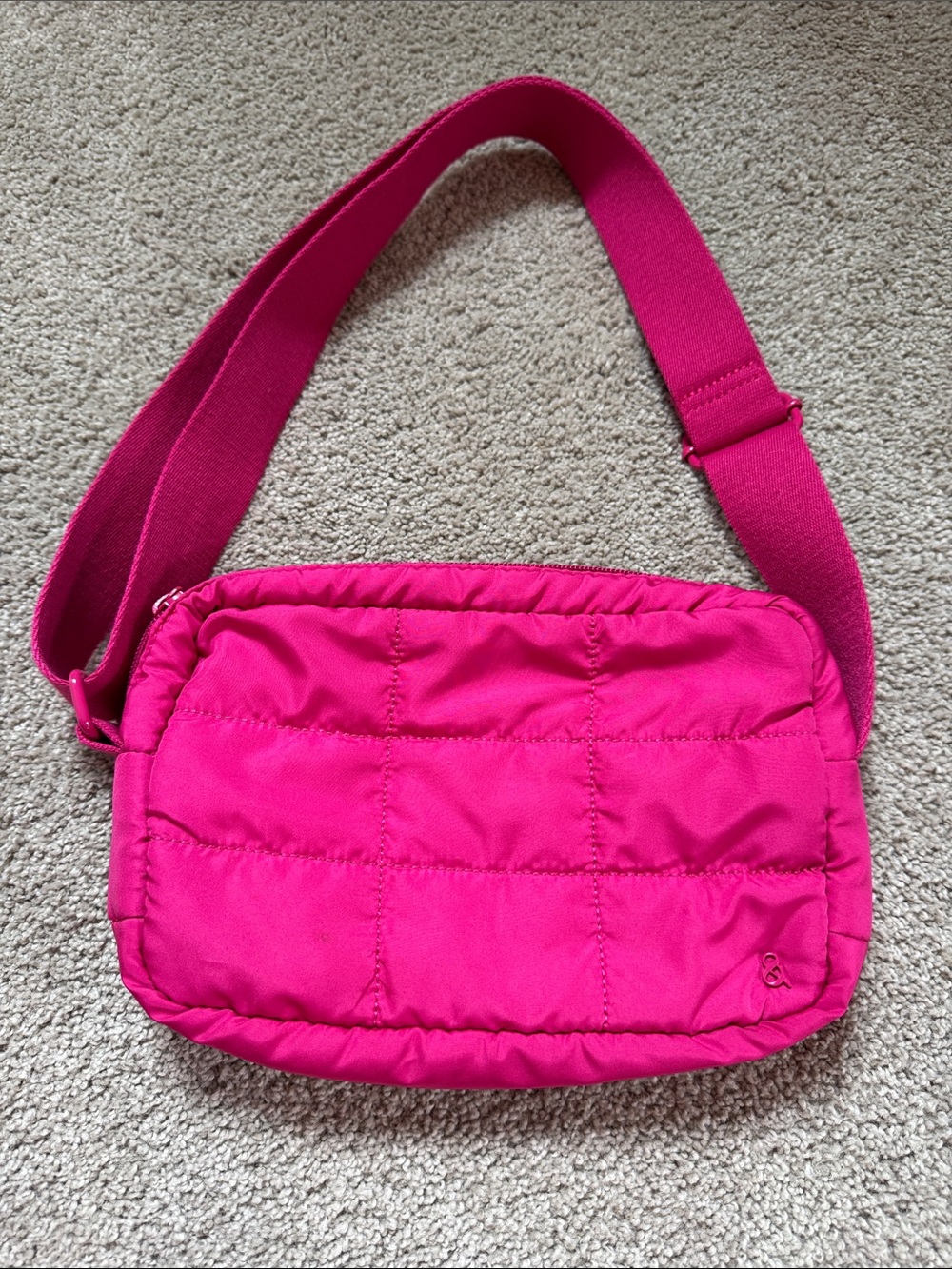 Hot Pink Quilted Crossbody Bag